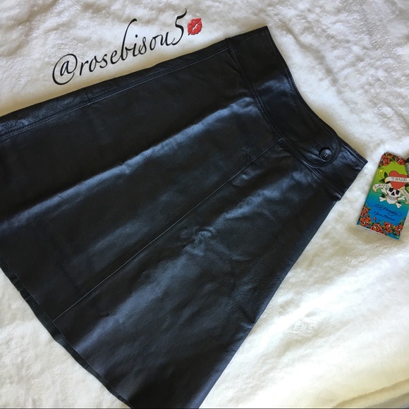 HP!🌹{H&M} 💯% Leather A-Line Knee Length Skirt - Picture 8 of 8